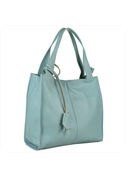 Duża torebka włoska shopper bag skóra naturalna niebieska baby blue ze sklepu melon.pl w kategorii Torby Shopper bag - zdjęcie 176540791