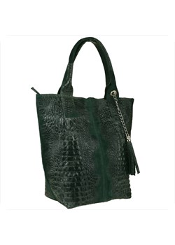 Torba worek z miękkiej skóry bardzo lekka xl zieleń butelkowa ze sklepu melon.pl w kategorii Torby Shopper bag - zdjęcie 176541070