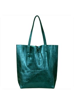 Torebka skórzana lekka shopper zieleń szmaragdowa metaliczna ze sklepu melon.pl w kategorii Torby Shopper bag - zdjęcie 176542344