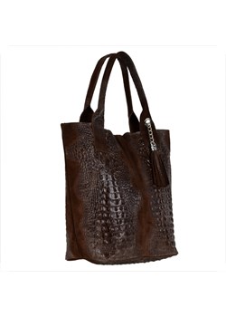 Torebka shopper z miękkiej skóry xl ciemny brąz /krokodylek/ ze sklepu melon.pl w kategorii Torby Shopper bag - zdjęcie 176543590