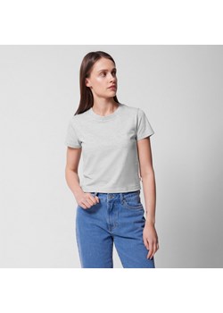 Damski t-shirt crop top Outhorn OTHWSS24TTSHF1478 - szary ze sklepu Sportstylestory.com w kategorii Bluzki damskie - zdjęcie 176552020