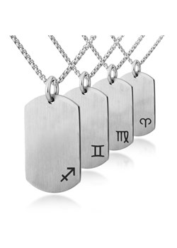 Srebrny naszyjnik nieśmiertelnik na łańcuszku ze znakiem zodiaku stal szlachetna ze sklepu manoki.pl w kategorii Naszyjniki męskie - zdjęcie 176561191