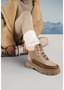 Ciemnobeżowe Traperki Sznurowane Trapery Jette ze sklepu born2be.pl w kategorii Workery damskie - zdjęcie 176561341