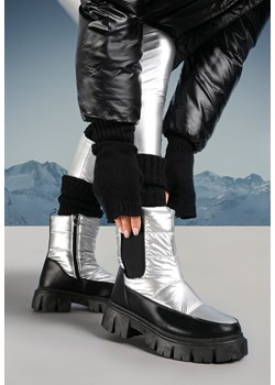 Srebrne Śniegowce Pikowane z Elastyczną Wstawką Agdruse ze sklepu born2be.pl w kategorii Śniegowce damskie - zdjęcie 176561360