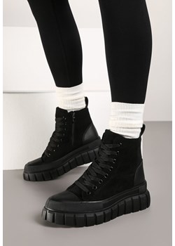 Czarne Sznurowane Botki na Platformie Novita - id: 285377 - marki born2be - 176561420 Czarne Sznurowane Botki na Platformie Novita ze sklepu born2be.pl w kategorii Botki - zdjęcie 176561420