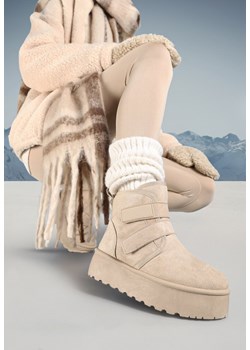 Beżowe Śniegowce na Grubej Podeszwie Zapinane na Rzepy Tarorelle - id: 344836 - marki born2be - 176561980 Beżowe Śniegowce na Grubej Podeszwie Zapinane na Rzepy Tarorelle ze sklepu born2be.pl w kategorii Śniegowce damskie - zdjęcie 176561980