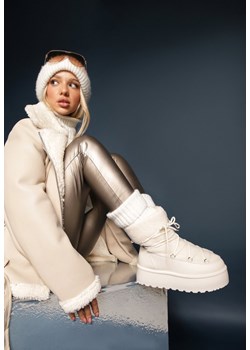 Beżowe Sznurowane Śniegowce Vices na Platformie z Futerkiem Ravorelle ze sklepu renee.pl w kategorii Śniegowce damskie - zdjęcie 176563020