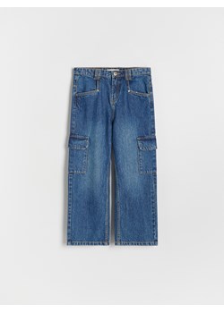 Reserved - Jeansy wide leg cargo - niebieski ze sklepu Reserved w kategorii Spodnie dziewczęce - zdjęcie 176566031