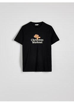 Reserved - T-shirt regular ze świątecznym nadrukiem - czarny ze sklepu Reserved w kategorii T-shirty męskie - zdjęcie 176567462