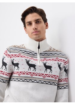 Reserved - Sweter z rozpinanym golfem - złamana biel ze sklepu Reserved w kategorii Swetry męskie - zdjęcie 176568370