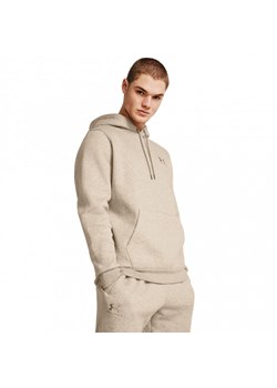 Męska bluza dresowa nierozpinana z kapturem Under Armour UA Icon Fleece Hoodie - beżowa ze sklepu Sportstylestory.com w kategorii Bluzy męskie - zdjęcie 176569904