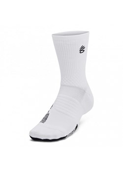 Skarpetki treningowe uniseks Under Armour Curry UA AD Playmaker 1p Mid - białe ze sklepu Sportstylestory.com w kategorii Skarpetki damskie - zdjęcie 176570832