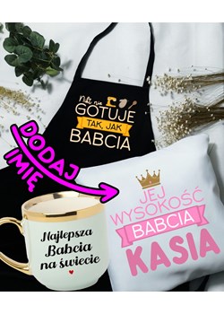 Zestaw prezentowy dla Babci - fartuch, kubek oraz poduszka dla Babci na prezent ze sklepu Time For Fashion w kategorii Szklanki - zdjęcie 176572681