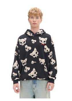 Cropp - Czarna bluza z czaszkami kotów - czarny ze sklepu Cropp w kategorii Bluzy męskie - zdjęcie 176575273