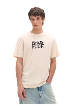 Cropp - Kremowy T-shirt z nadrukiem One Piece - kremowy ze sklepu Cropp w kategorii T-shirty męskie - zdjęcie 176577574