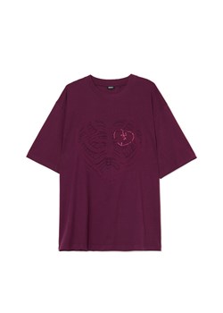 Cropp - T-shirt z naszywką żeber UNISEX - fioletowy ze sklepu Cropp w kategorii T-shirty męskie - zdjęcie 176578334