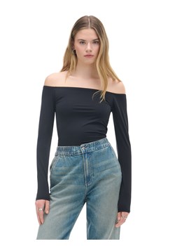 Cropp - Czarna bluzka typu carmen - czarny ze sklepu Cropp w kategorii Bluzki damskie - zdjęcie 176579371