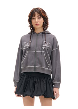 Cropp - Bluza hoddie z kontrastowymi przeszyciami - szary ze sklepu Cropp w kategorii Bluzy damskie - zdjęcie 176579563