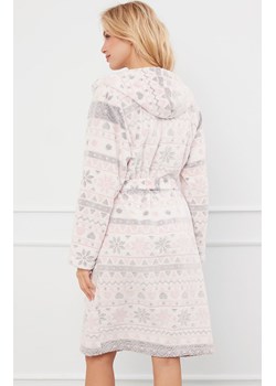 Szlafrok damski z kapturem na długi rękaw Puri, Kolor ecru-szary, Rozmiar M, Italian Fashion ze sklepu Primodo w kategorii Szlafroki damskie - zdjęcie 176583690