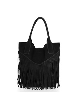 Firmowy Włoski Shopper w stylu Boho Vittoria Gotti Czarna ze sklepu PaniTorbalska w kategorii Torby Shopper bag - zdjęcie 176585342