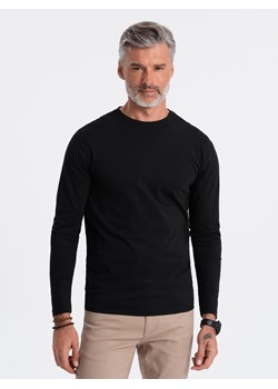 Longsleeve męski BASIC z okrągłym dekoltem - czarny V1 OM-LSBL-0106 ze sklepu ombre w kategorii T-shirty męskie - zdjęcie 176595153