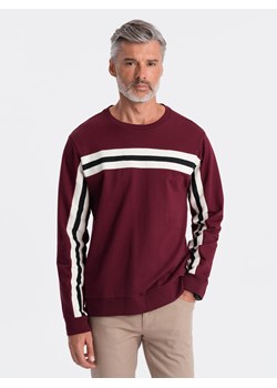 Bluza męska z lampasem - burgundowa V5 B1279 ze sklepu ombre w kategorii Bluzy męskie - zdjęcie 176595161