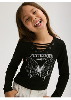 Reserved - Koszulka z nadrukiem - czarny ze sklepu Reserved w kategorii Bluzki dziewczęce - zdjęcie 176600383