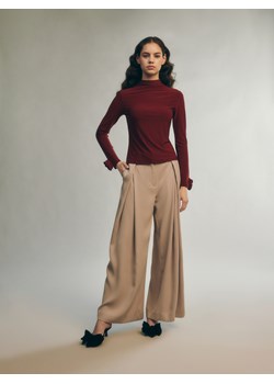 Reserved - Luźne spodnie z zakładkami - brązowy ze sklepu Reserved w kategorii Spodnie damskie - zdjęcie 176600533