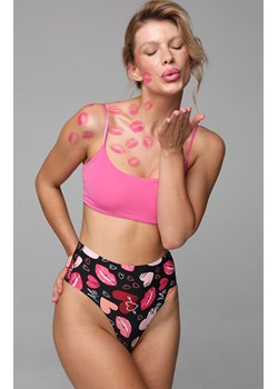 Stringi damskie z wysokim stanem Kiss Me, Kolor czarny-wzór, Rozmiar XXL, Julimex ze sklepu Intymna w kategorii Majtki damskie - zdjęcie 176602914