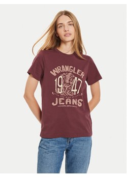 Wrangler T-Shirt Graphic 112356427 Bordowy Regular Fit ze sklepu MODIVO w kategorii Bluzki damskie - zdjęcie 176682604