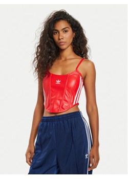 adidas Top Firebird Pleather Corset IW8462 Czerwony Slim Fit ze sklepu MODIVO w kategorii Bluzki damskie - zdjęcie 176795113