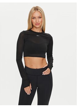 Reebok Koszulka techniczna Studio Mesh LS Top 100075380 Czarny Slim Fit ze sklepu MODIVO w kategorii Bluzki damskie - zdjęcie 176928391