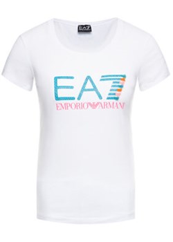 EA7 Emporio Armani T-Shirt 3HTT31 TJ12Z 1100 Biały Slim Fit ze sklepu MODIVO w kategorii Bluzki damskie - zdjęcie 176933071