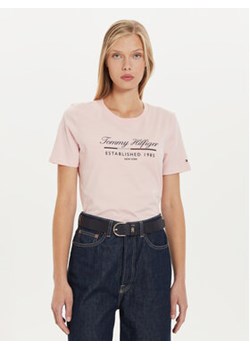 Tommy Hilfiger T-Shirt Script Graphic WW0WW43502 Różowy Regular Fit ze sklepu MODIVO w kategorii Bluzki damskie - zdjęcie 176934772