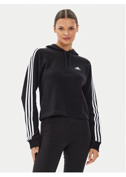 adidas Bluza Essentials 3-Stripes French Terry Crop Hoodie IC8767 Czarny Regular Fit ze sklepu MODIVO w kategorii Bluzy damskie - zdjęcie 176981403