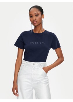 Pinko T-Shirt Jersey Old Wash Logo 101752 A227 Granatowy Regular Fit ze sklepu MODIVO w kategorii Bluzki damskie - zdjęcie 177007554