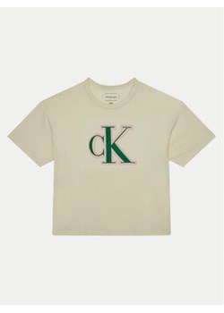 Calvin Klein Jeans T-Shirt IG0IG02806 Écru Boxy Fit ze sklepu MODIVO w kategorii Bluzki dziewczęce - zdjęcie 177041743