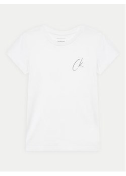 Calvin Klein Jeans T-Shirt Signage IG0IG02624 Biały Slim Fit ze sklepu MODIVO w kategorii Bluzki dziewczęce - zdjęcie 177043230