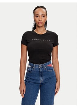 Tommy Jeans T-Shirt Linear DW0DW18398 Czarny Slim Fit ze sklepu MODIVO w kategorii Bluzki damskie - zdjęcie 177122424