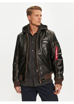 Alpha Industries Kurtka skórzana 193129 Brązowy Regular Fit ze sklepu MODIVO w kategorii Kurtki męskie - zdjęcie 177219393