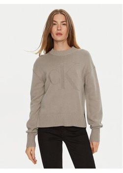 Calvin Klein Jeans Sweter Intrasia J20J224224 Beżowy Regular Fit ze sklepu MODIVO w kategorii Swetry damskie - zdjęcie 177228993