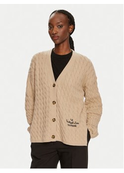 Tommy Hilfiger Kardigan WW0WW42143 Beżowy Relaxed Fit ze sklepu MODIVO w kategorii Swetry damskie - zdjęcie 177243794