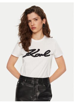 KARL LAGERFELD T-Shirt A1W17117 Biały Regular Fit ze sklepu MODIVO w kategorii Bluzki damskie - zdjęcie 177278660