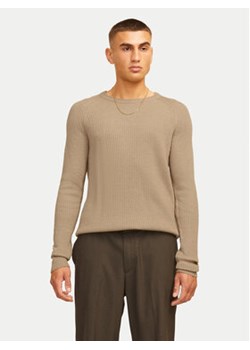 Jack&Jones Sweter Pannel 12258471 Beżowy Regular Fit ze sklepu MODIVO w kategorii Swetry męskie - zdjęcie 177357001
