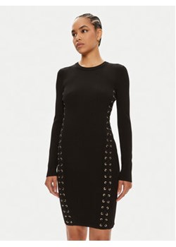 MICHAEL Michael Kors Sukienka dzianinowa Ribbed Stretch Knit Lace-Up MT482FQ5ZV Czarny Slim Fit ze sklepu MODIVO w kategorii Sukienki - zdjęcie 177379064