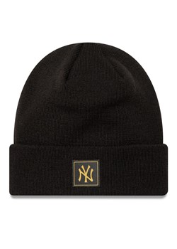 Czapka New Era New York Yankees Metallic Badge Black Cuff Knit Beanie 60424815 Czarny ze sklepu eobuwie.pl w kategorii Czapki zimowe męskie - zdjęcie 177386911