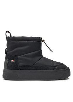 Śniegowce Tommy Hilfiger Flag Nylon Mini Snowboot FW0FW08334 Czarny ze sklepu eobuwie.pl w kategorii Śniegowce damskie - zdjęcie 177392601