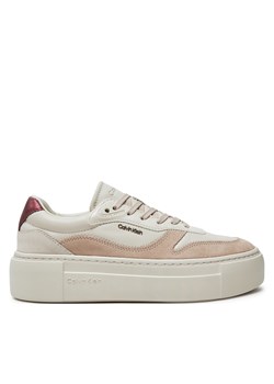 Sneakersy Calvin Klein Ff Cupsole Lace Up W/Ml Mix M HW0HW02125 Beżowy ze sklepu eobuwie.pl w kategorii Buty sportowe damskie - zdjęcie 177394030
