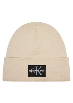 Czapka Calvin Klein Jeans Mono Logo Patch Beanie K50K512148 Beżowy ze sklepu eobuwie.pl w kategorii Czapki zimowe męskie - zdjęcie 177395331