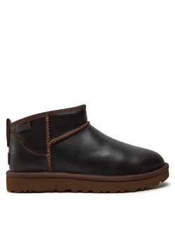 Śniegowce Ugg W Classic Ultra Mini Lthr Regen 1163490 Brązowy ze sklepu eobuwie.pl w kategorii Śniegowce damskie - zdjęcie 177414670